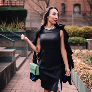 black sheath dress Black Strapless Sheath Dress With Satin-Crepe